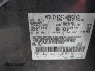 2016 Ford Edge SEL z VIN 2FMPK3J8XGBC40773, wystawiony jako IAAI lot #42129409 z przebiegiem 169 836 mil mil oraz . Historia ofert i sprzedaży dostępna na DreamBid. Obrazek 9.