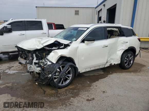 2023 Infiniti QX60 Luxe z VIN 5N1DL1FR4PC353091, wystawiony jako Copart lot #82034444 z przebiegiem Nie podano mil oraz Szkoda całkowita • Salvage title. Historia ofert i sprzedaży dostępna na DreamBid. Obrazek 1.