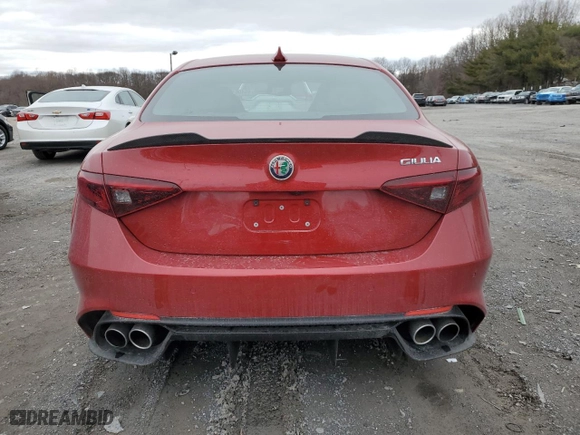 2017 Alfa Romeo Giulia Quadrifoglio with VIN ZARFAEAV5H7536319, listed as a Copart auction lot 45406155 with 23,274 mi miles and Salvage Title. Bid and sale history available at carsss.com. Image 6.