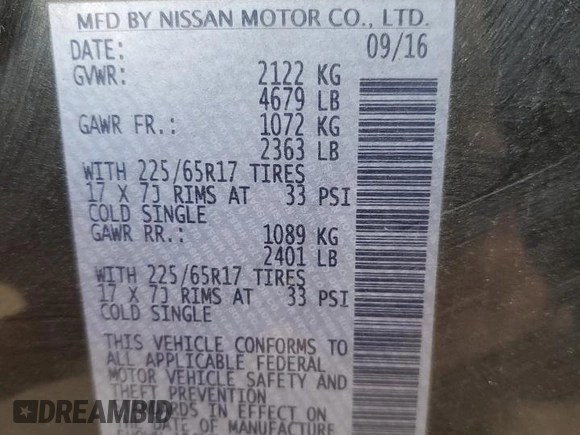 2017 Nissan Rogue SL with VIN 5N1AT2MV5HC731848, listed as a Copart auction lot 42745905 with 136,042 mi miles and Salvage Title. Bid and sale history available at carsss.com. Image 13.