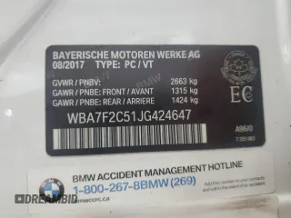 2018 BMW 7 Series ALPINA B7 xDrive z VIN WBA7F2C51JG424647, wystawiony jako Copart lot #58987985 z przebiegiem Nie podano mil oraz Czysty tytuł • Clean title. Historia ofert i sprzedaży dostępna na DreamBid. Obrazek 12.