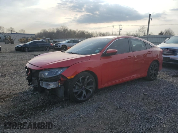 2019 Honda Civic Sport with VIN 2HGFC2F82KH597601, listed as a Copart auction lot 48484185 with 81,778 mi miles and Salvage title. Bid and sale history available at DreamBid. Image 1.