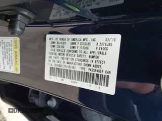 2015 Acura TLX V6 Tech with VIN 19UUB2F51FA020482, listed as a IAAI auction lot 41659296 with 71,434 mi miles. Bid and sale history available at carsss.com. Image 9.