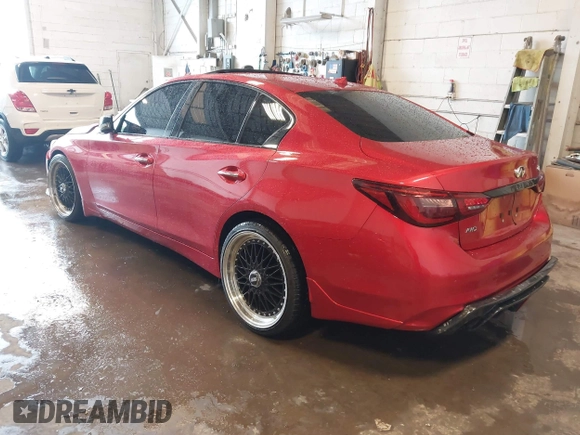 2021 Infiniti Q50 Red Sport 400 z VIN JN1FV7DR6MM881107, wystawiony jako IAAI lot #42370115 z przebiegiem 45 999 mil mil oraz . Historia ofert i sprzedaży dostępna na DreamBid. Obrazek 3.