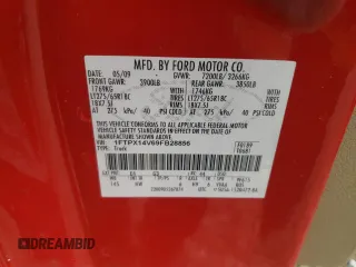 2009 Ford F-150 XL with VIN 1FTPX14V69FB28856, listed as a Copart auction lot 59173335 with 199,999 mi miles and Salvage title. Bid and sale history available at DreamBid. Image 12.