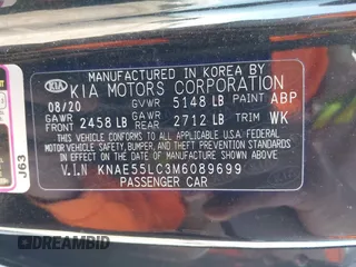 2021 Kia Stinger GT2 with VIN KNAE55LC3M6089699, listed as a IAAI auction lot 41035872 with 81,192 mi miles. Bid and sale history available at carsss.com. Image 9.