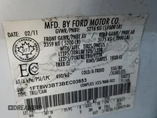2011 Ford F-350 XL with VIN 1FT8W3BT3BEC03853, listed as a Copart auction lot 84303934 with Not Provided miles and Salvage Title. Bid and sale history available at DreamBid. Image 12.