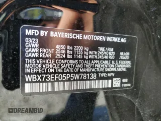 2023 BMW X1 xDrive28i with VIN WBX73EF05P5W78138, listed as a Copart auction lot 62868065 with 12,534 mi miles and Salvage title. Bid and sale history available at DreamBid. Image 13.