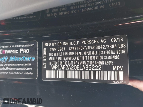 2014 Porsche Cayenne Diesel with VIN WP1AF2A20ELA35222, listed as a IAAI auction lot 41860957 with 124,530 mi miles and . Bid and sale history available at DreamBid. Image 9.