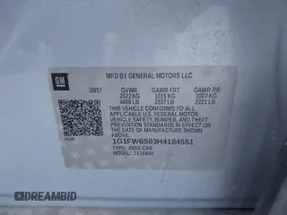 2017 Chevrolet Bolt EV LT with VIN 1G1FW6S03H4184551, listed as a IAAI auction lot 41974694 with 59,446 mi miles. Bid and sale history available at carsss.com. Image 9.