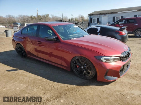 2025 BMW 3 Series M340i xDrive with VIN 3MW69FT06S8F12088, listed as a Copart auction lot 44757725 with 1,290 mi miles and Salvage Title. Bid and sale history available at carsss.com. Image 4.
