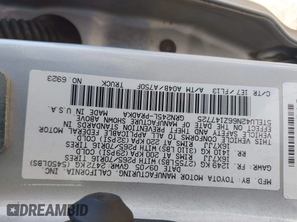 2006 Toyota Tacoma z VIN 5TELU42N66Z147725, wystawiony jako IAAI lot #42097752 z przebiegiem 206 452 mil mil oraz . Historia ofert i sprzedaży dostępna na DreamBid. Obrazek 9.