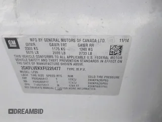 2015 GMC Terrain SLE with VIN 2GKFLVEKXF6226477, listed as a IAAI auction lot 42031099 with 143,643 mi miles. Bid and sale history available at carsss.com. Image 9.