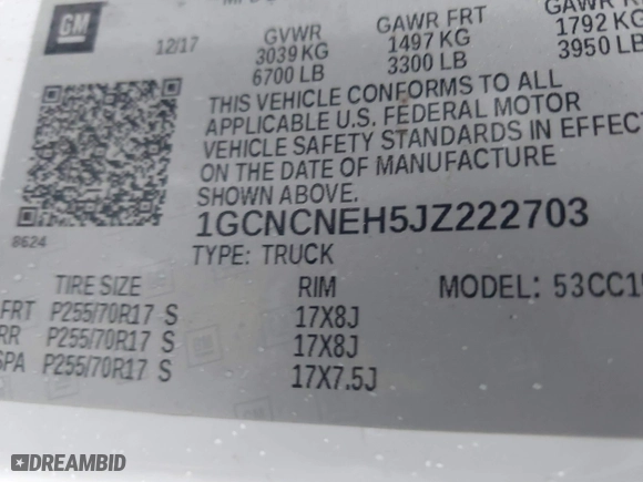 2018 Chevrolet Silverado 1500 Work Truck with VIN 1GCNCNEH5JZ222703, listed as a IAAI auction lot 41548132 with 138,467 mi miles. Bid and sale history available at carsss.com. Image 9.