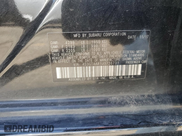 2018 Subaru Impreza z VIN 4S3GTAA61J3720731, wystawiony jako Copart lot #52864575 z przebiegiem 74 634 mil mil oraz Szkoda całkowita • Salvage title. Historia ofert i sprzedaży dostępna na DreamBid. Obrazek 14.