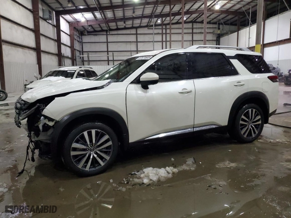 2022 Nissan Pathfinder Platinum with VIN 5N1DR3DK4NC265624, listed as a Copart auction lot 87574605 with 42,063 mi miles and Salvage Title. Bid and sale history available at carsss.com. Image 1.