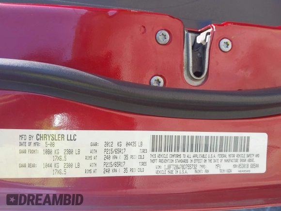 2008 Jeep Patriot Sport with VIN 1J8FT28W78D755732, listed as a IAAI auction lot 41767942 with 181,456 mi miles. Bid and sale history available at carsss.com. Image 9.