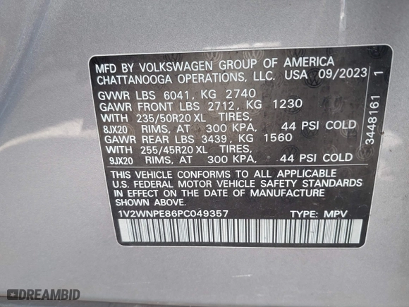 2023 Volkswagen ID.4 Pro S with VIN 1V2WNPE86PC049357, listed as a IAAI auction lot 41686002 with 14,705 mi miles. Bid and sale history available at carsss.com. Image 10.