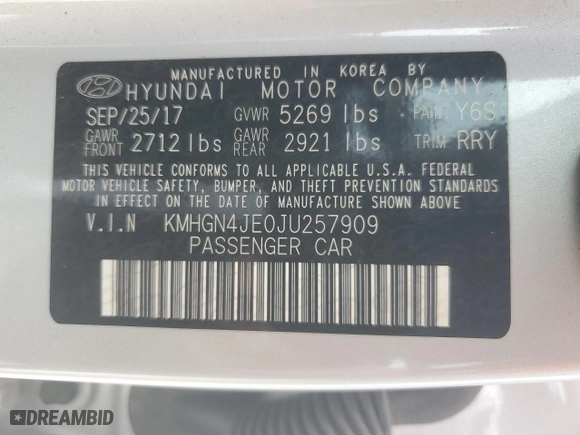 2018 Genesis G80 3.8L with VIN KMHGN4JE0JU257909, listed as a Copart auction lot 44335225 with 123,592 mi miles and Clean Title. Bid and sale history available at carsss.com. Image 12.