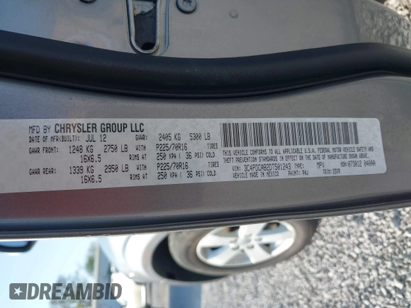 2013 Dodge Journey American Value with VIN 3C4PDCAB2DT501243, listed as a IAAI auction lot 41928930 with 147,437 mi miles and . Bid and sale history available at DreamBid. Image 9.