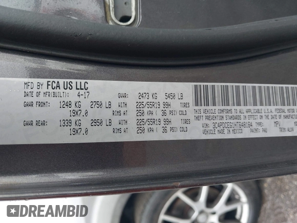 2017 Dodge Journey GT with VIN 3C4PDCEG1HT648164, listed as a IAAI auction lot 41857980 with 83,921 mi miles. Bid and sale history available at carsss.com. Image 9.