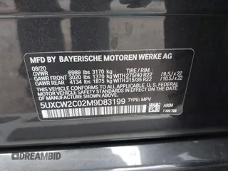 2021 BMW X7 xDrive40i z VIN 5UXCW2C02M9D83199, wystawiony jako IAAI lot #41556053 z przebiegiem 38 926 mil mil oraz . Historia ofert i sprzedaży dostępna na DreamBid. Obrazek 9.