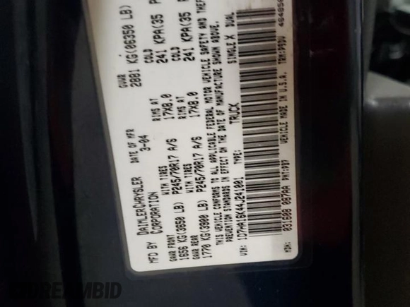 2004 Dodge 1500 ST with VIN 1D7HA16K44J241001, listed as a Copart auction lot 42458605 with Not Provided miles and Salvage Title. Bid and sale history available at DreamBid. Image 12.