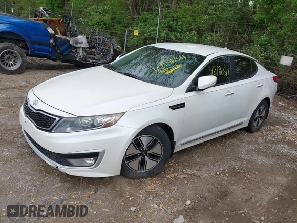 2012 Kia Optima Hybrid with VIN KNAGM4AD6C5014582, listed as a IAAI auction lot 42186511 with 172,517 mi miles. Bid and sale history available at carsss.com. Image 2.