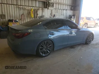 2021 Infiniti Q50 Red Sport 400 with VIN JN1FV7DR8MM881044, listed as a Copart auction lot 49596795 with 47,460 mi miles and Clean title. Bid and sale history available at DreamBid. Image 3.