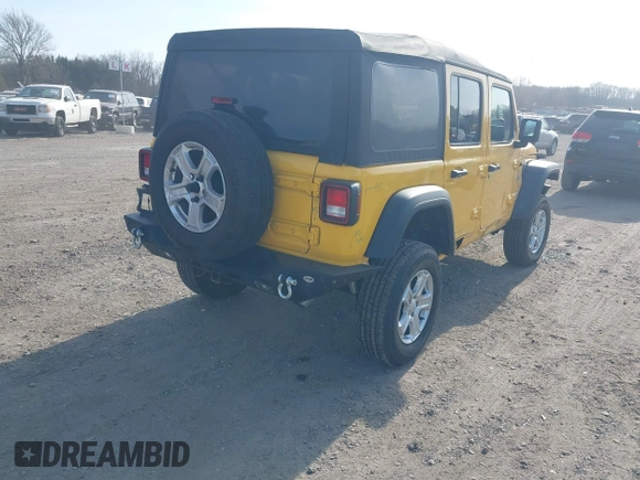 2019 Jeep Wrangler Unlimited Sport S with VIN 1C4HJXDG4KW579364, listed as a IAAI auction lot 41809318 with 22,370 mi miles and . Bid and sale history available at DreamBid. Image 4.