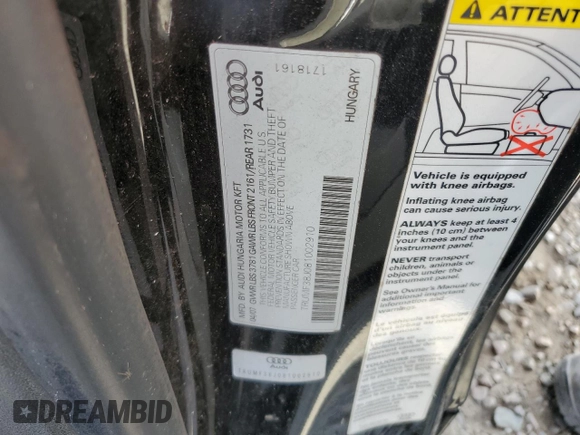 2008 Audi TT 2.0T with VIN TRUMF38J081002910, listed as a Copart auction lot 42908055 with Not provided miles and Salvage title. Bid and sale history available at DreamBid. Image 14.
