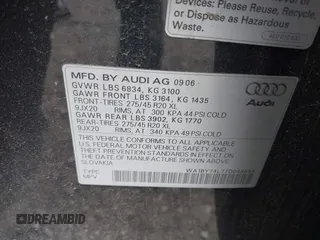 2007 Audi Q7 Premium with VIN WA1BY74L77D049594, listed as a IAAI auction lot 40436848 with 147,384 mi miles and . Bid and sale history available at DreamBid. Image 9.