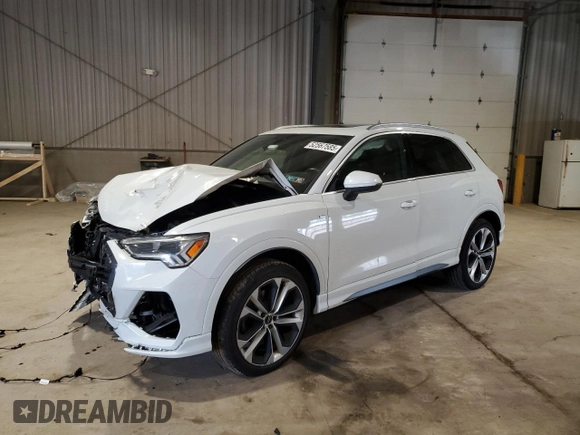 2019 Audi Q3 S line Premium Plus with VIN WA1EECF37K1086389, listed as a Copart auction lot 52567585 with 53,362 mi miles and Salvage Title. Bid and sale history available at carsss.com. Image 1.
