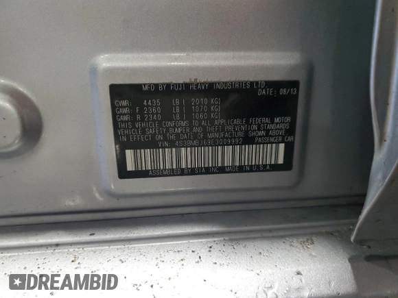 2014 Subaru Legacy Special Sports z VIN 4S3BMBJ69E3009992, wystawiony jako Copart lot #56835665 z przebiegiem 162 605 mil mil oraz Szkoda całkowita • Salvage title. Historia ofert i sprzedaży dostępna na DreamBid. Obrazek 12.