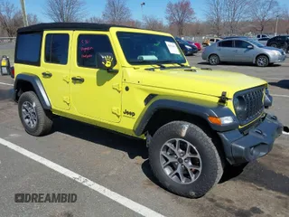 2024 Jeep Wrangler Willys with VIN 1C4PJXDN8RW111092, listed as a IAAI auction lot 41812607 with 34,873 mi miles. Bid and sale history available at carsss.com. Image 1.