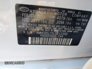 2020 Hyundai Ioniq Limited with VIN KMHC05LC5LU212353, listed as a IAAI auction lot 41981392 with 175,947 mi miles and . Bid and sale history available at DreamBid. Image 9.