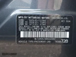 2024 Mitsubishi Mirage ES with VIN ML32AUHJ3RH032257, listed as a IAAI auction lot 41875696 with 6,900 mi miles. Bid and sale history available at carsss.com. Image 9.