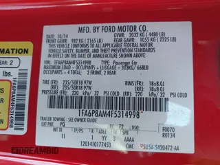 2015 Ford Mustang V6 z VIN 1FA6P8AM4F5314998, wystawiony jako IAAI lot #41292456 z przebiegiem 160 692 mil mil oraz . Historia ofert i sprzedaży dostępna na DreamBid. Obrazek 9.