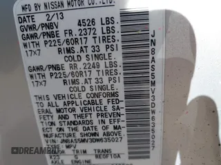 2013 Nissan Rogue SL with VIN JN8AS5MV3DW635027, listed as a IAAI auction lot 41872538 with 123,618 mi miles and . Bid and sale history available at DreamBid. Image 9.