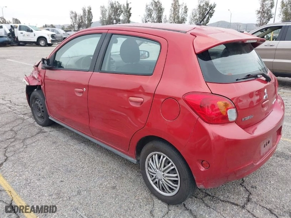 2015 Mitsubishi Mirage DE with VIN ML32A3HJ0FH045392, listed as a IAAI auction lot 41765934 with 61,847 mi miles. Bid and sale history available at carsss.com. Image 3.