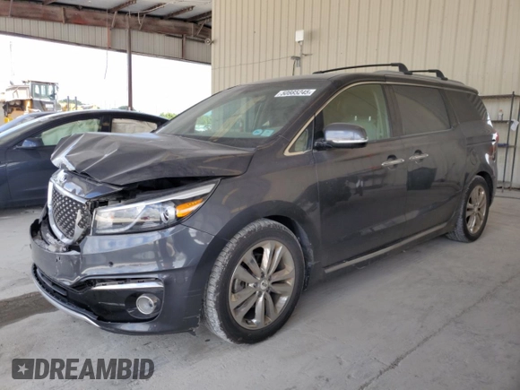 2017 Kia Sedona SX-L with VIN KNDME5C17H6327833, listed as a Copart auction lot 50885245 with 21,967 mi miles and Salvage Title. Bid and sale history available at carsss.com. Image 1.
