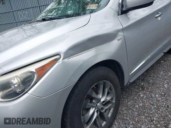2014 Infiniti QX60 with VIN 5N1AL0MMXEC500998, listed as a IAAI auction lot 42596904 with 105,153 mi miles and . Bid and sale history available at DreamBid. Image 6.