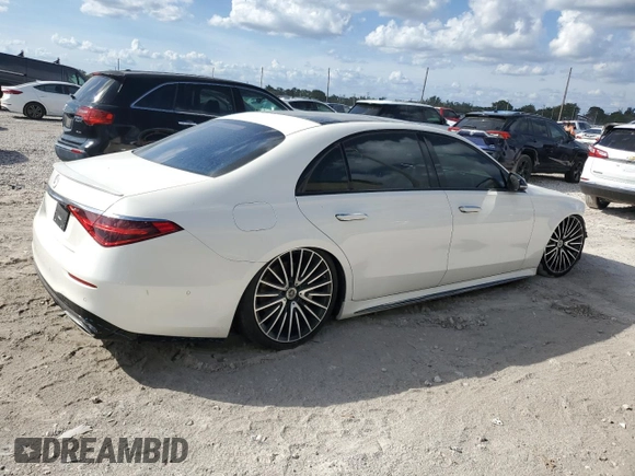 2023 Mercedes-Benz S-Class S 500 with VIN W1K6G6DB7PA197070, listed as a Copart auction lot 43637385 with 20,412 mi miles and Salvage Title. Bid and sale history available at carsss.com. Image 3.