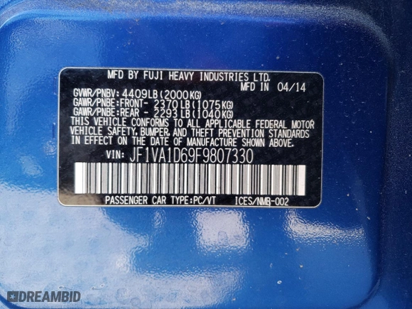 2015 Subaru WRX Premium with VIN JF1VA1D69F9807330, listed as a Copart auction lot 87266404 with 129,959 mi miles and Clean Title. Bid and sale history available at carsss.com. Image 12.