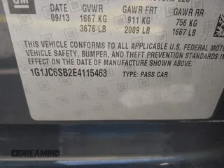 2014 Chevrolet Sonic LT with VIN 1G1JC6SB2E4115463, listed as a IAAI auction lot 42106600 with 135,652 mi miles. Bid and sale history available at carsss.com. Image 9.