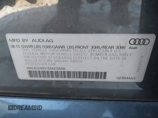 2014 Audi S8 with VIN WAUD2AFD1EN003508, listed as a IAAI auction lot 41568795 with 1 mi miles. Bid and sale history available at carsss.com. Image 9.