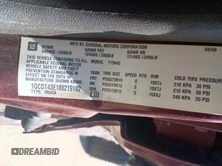 2008 Chevrolet Colorado z VIN 1GCDT43E188219182, wystawiony jako Copart lot #54735315 z przebiegiem 140 622 mil mil oraz Czysty tytuł • Clean title. Historia ofert i sprzedaży dostępna na DreamBid. Obrazek 10.