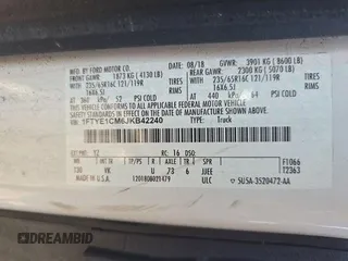 2018 Ford Transit с VIN 1FTYE1CM6JKB42240, выставлен на аукционе IAAI как лот 42624659 с пробегом 95 843 миль миль и . История ставок и продаж доступна на DreamBid. Изображение 12.