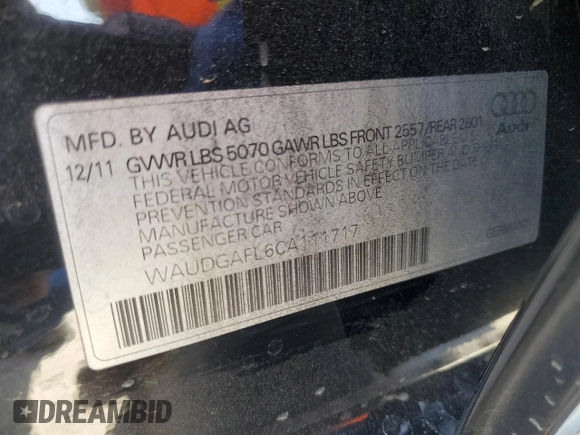 2012 Audi S4 Premium Plus z VIN WAUDGAFL6CA111717, wystawiony jako Copart lot #49902045 z przebiegiem 109 881 mil mil oraz Szkoda całkowita • Salvage title. Historia ofert i sprzedaży dostępna na DreamBid. Obrazek 12.