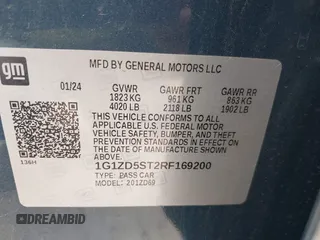 2024 Chevrolet Malibu LT with VIN 1G1ZD5ST2RF169200, listed as a IAAI auction lot 42142710 with 21,051 mi miles and . Bid and sale history available at carsss.com. Image 9.